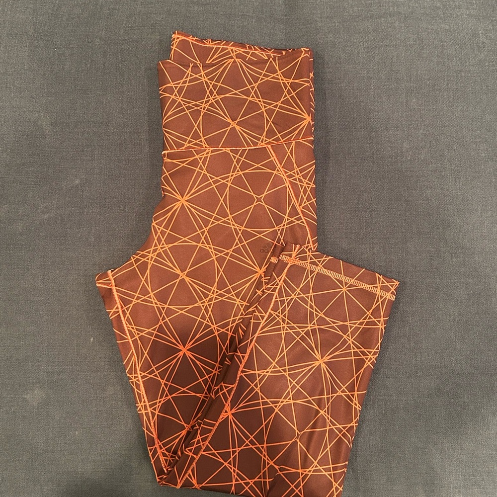 Adidas Orange and Brown Geometric Leggings
